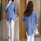 ⏳ Limited time 50% off! 💥Women's Striped Button Down Irregular Patchwork Casual Long Sleeve Shirt Top（The more you buy, the higher the discount）