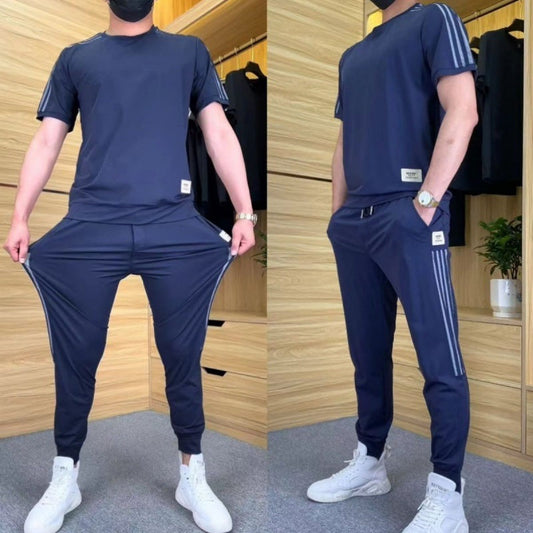 🔥🔥🔥Herren High Stretch Kurzarm-Top & Jogginghose 2er-Set🌞🌿